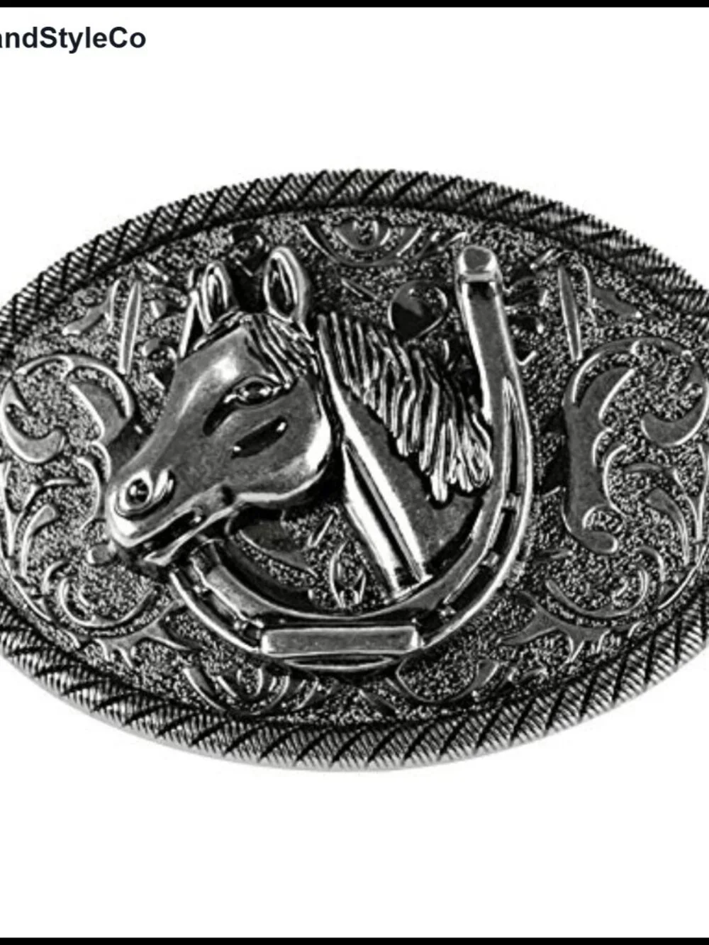 Western Cowboy Belt Buckle - Horse & Horseshoe Design, Zinc Alloy